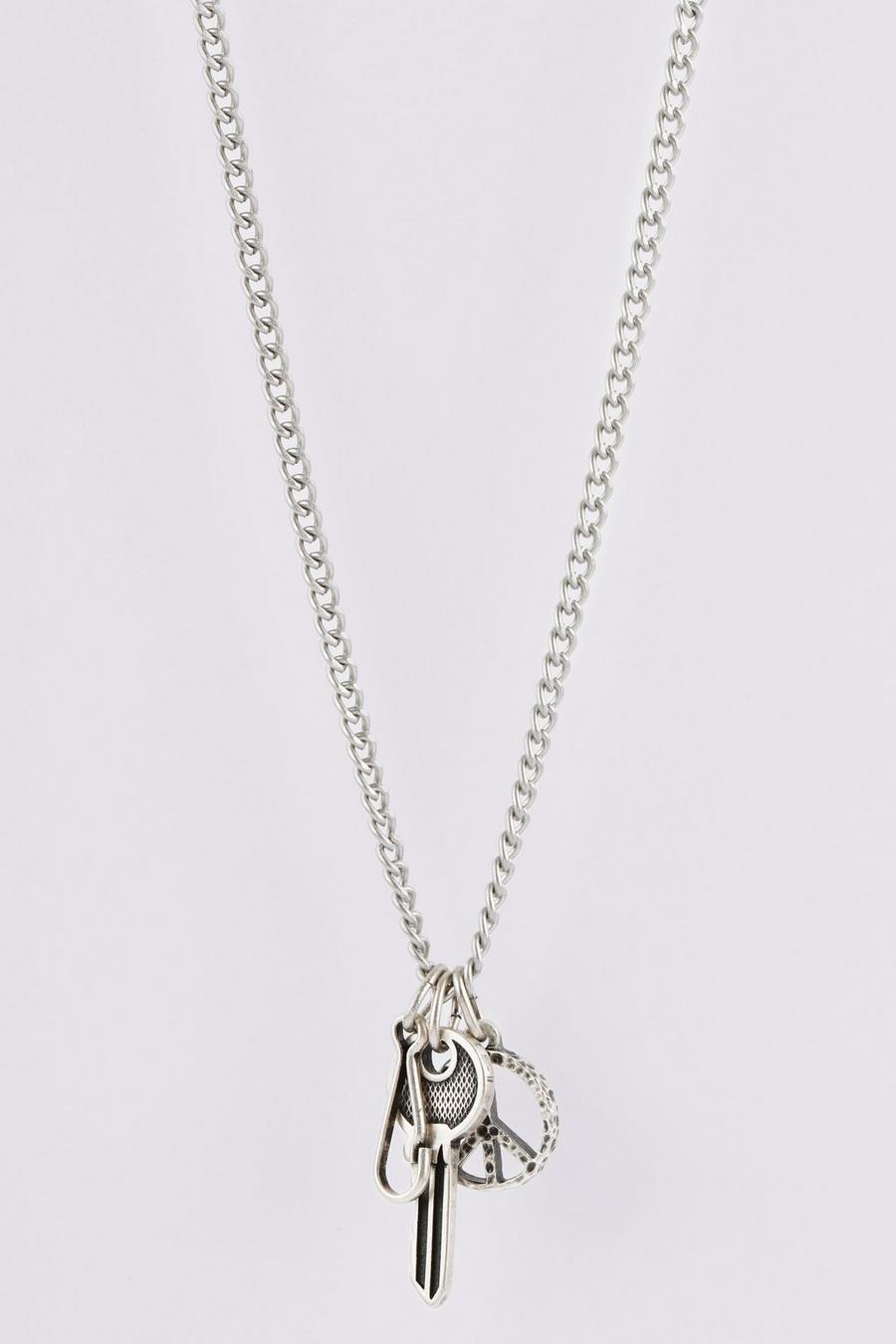 Silver Multi Pendant Chain Necklace image number 1