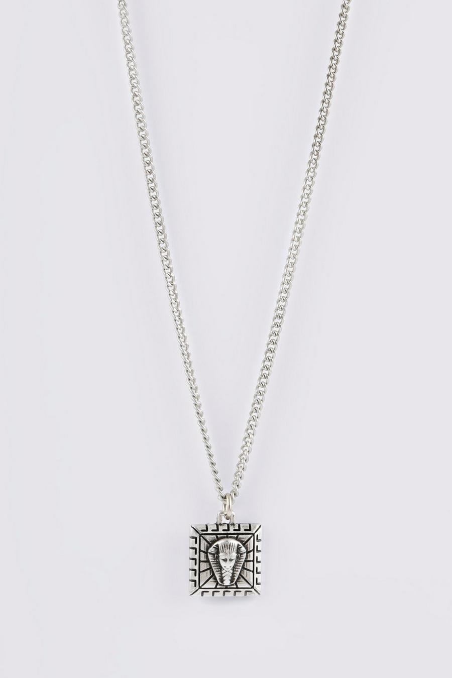 Silver Pharaoh Pendant Chain Necklace image number 1