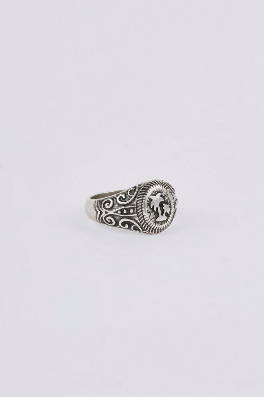Silver Palm Tree Signet Ring