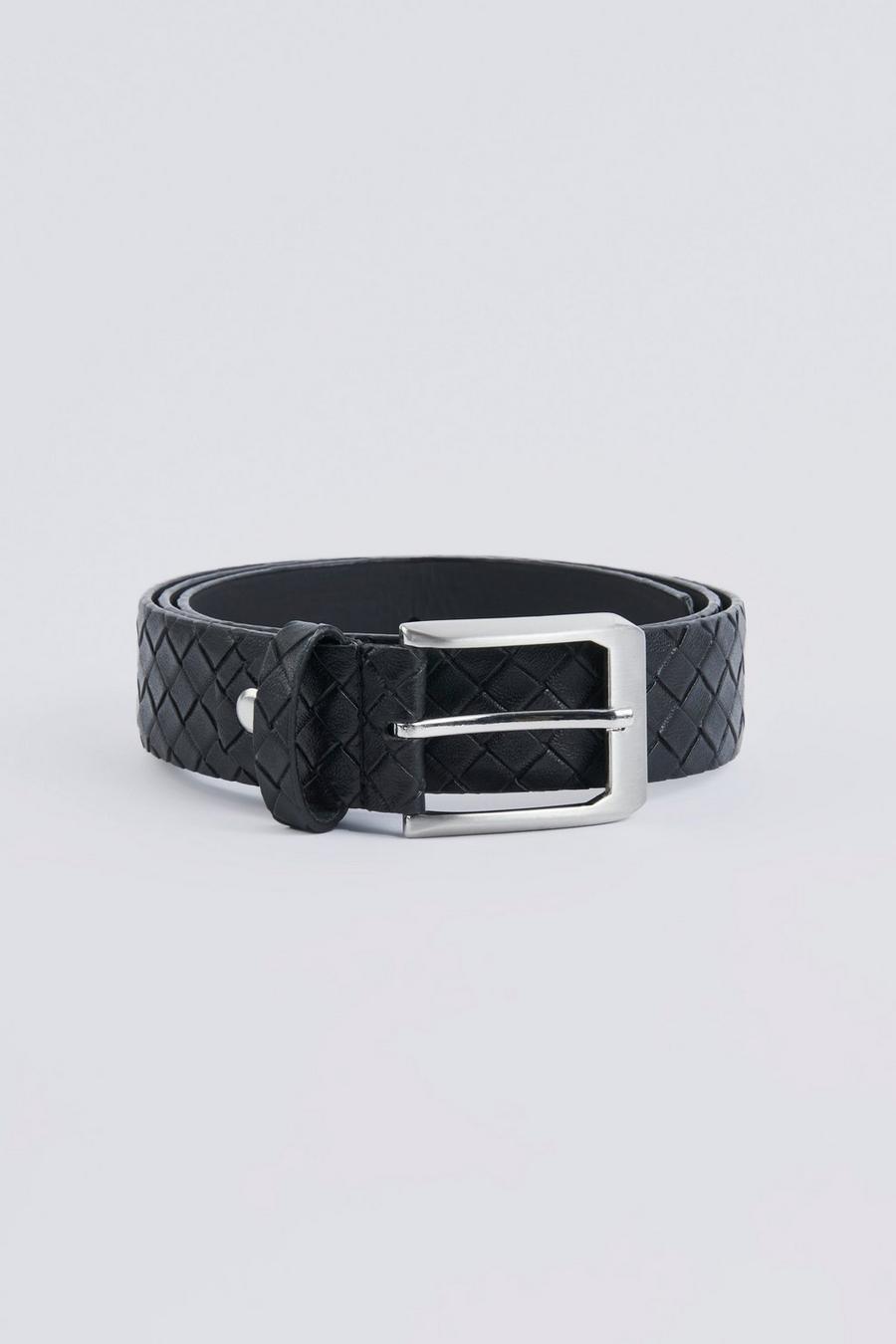 Black Quilted Faux Leather Belt image number 1