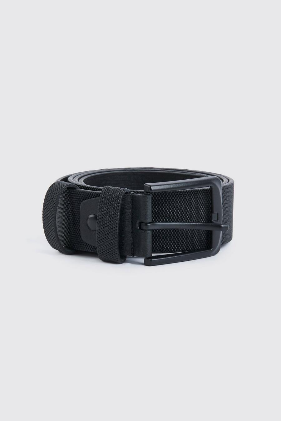 Black Faux Leather Saffiano Belt