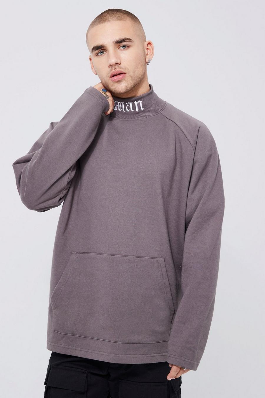 Hochgeschlossenes Oversize Sweatshirt, Charcoal gris