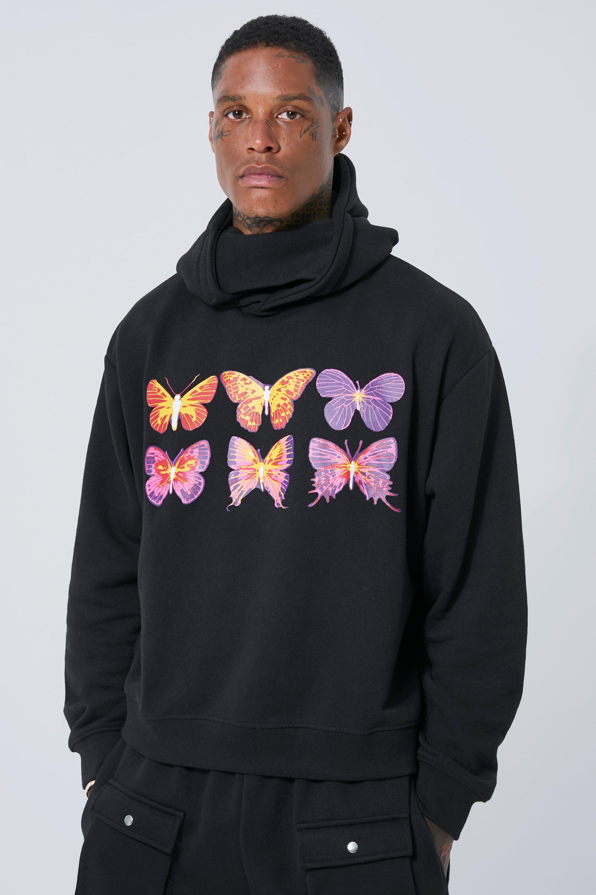 Boxy Fit Graphic Hoodie With Snood boohoo