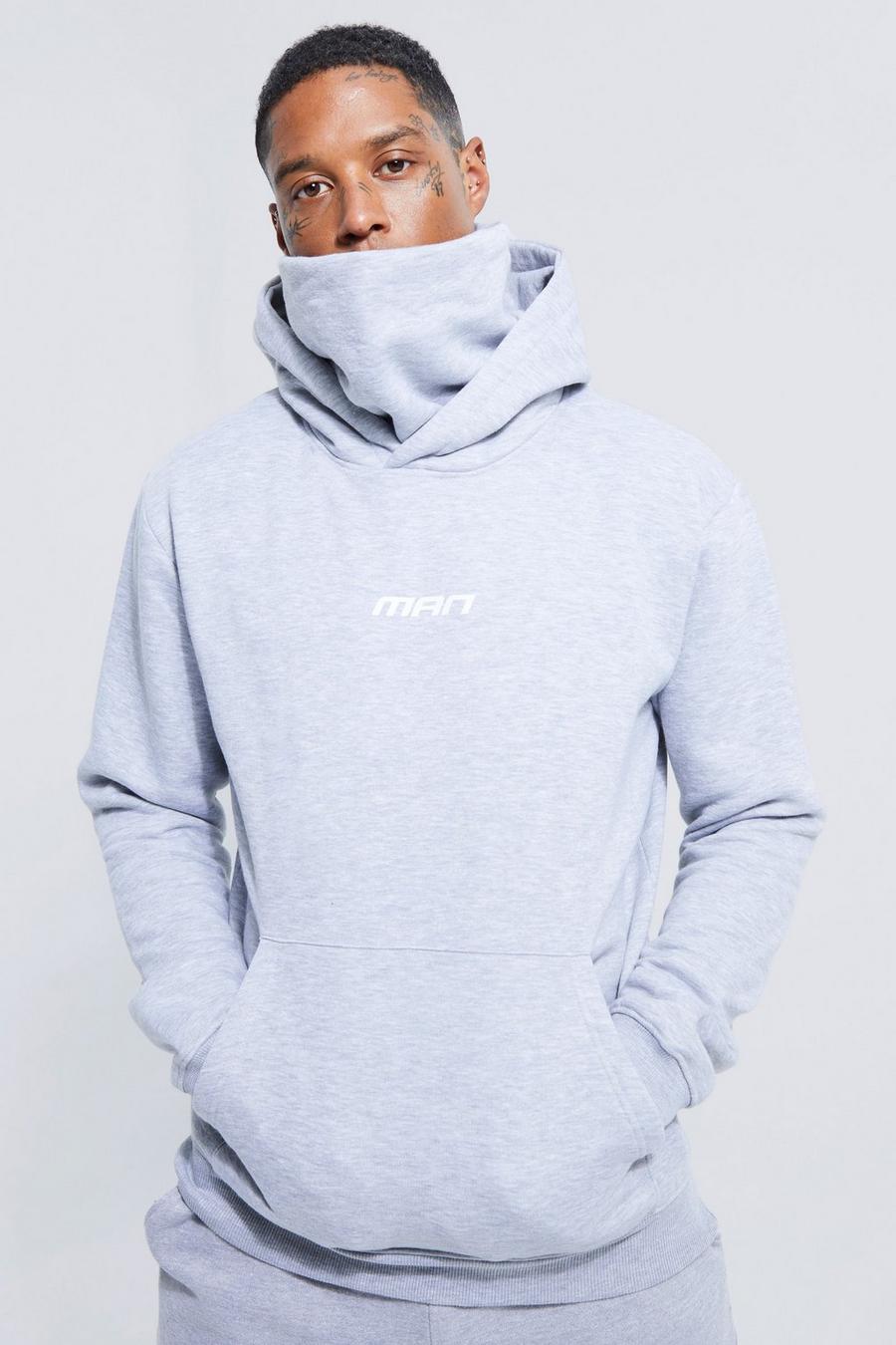 Grey Man Graphic Hoodie With Snood image number 1