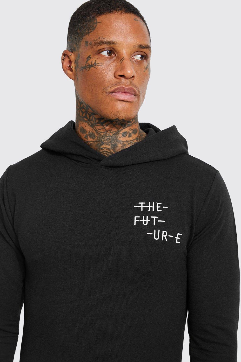 Black muscle fit hoodie online