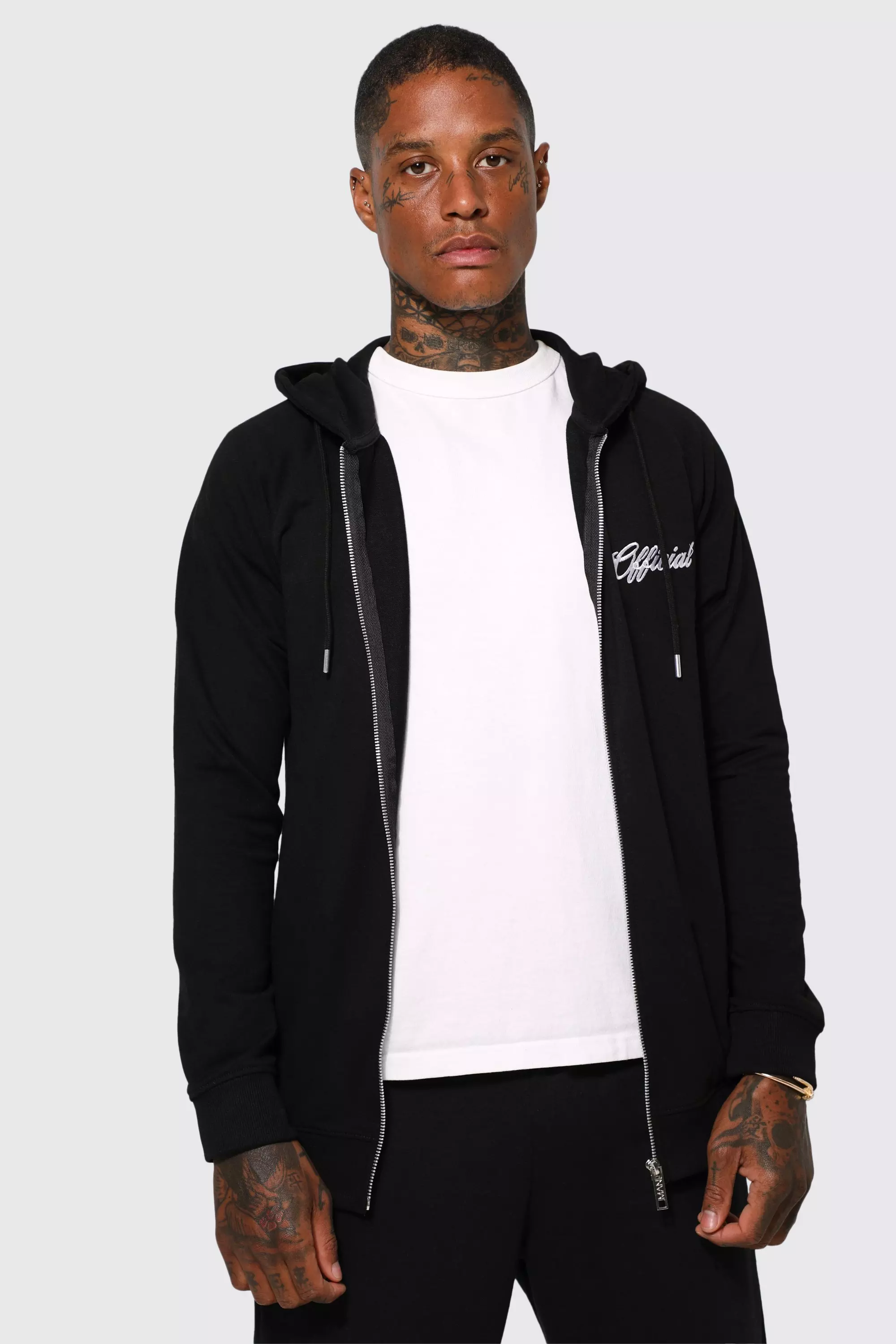 Muscle Fit Official Zip Through Hoodie