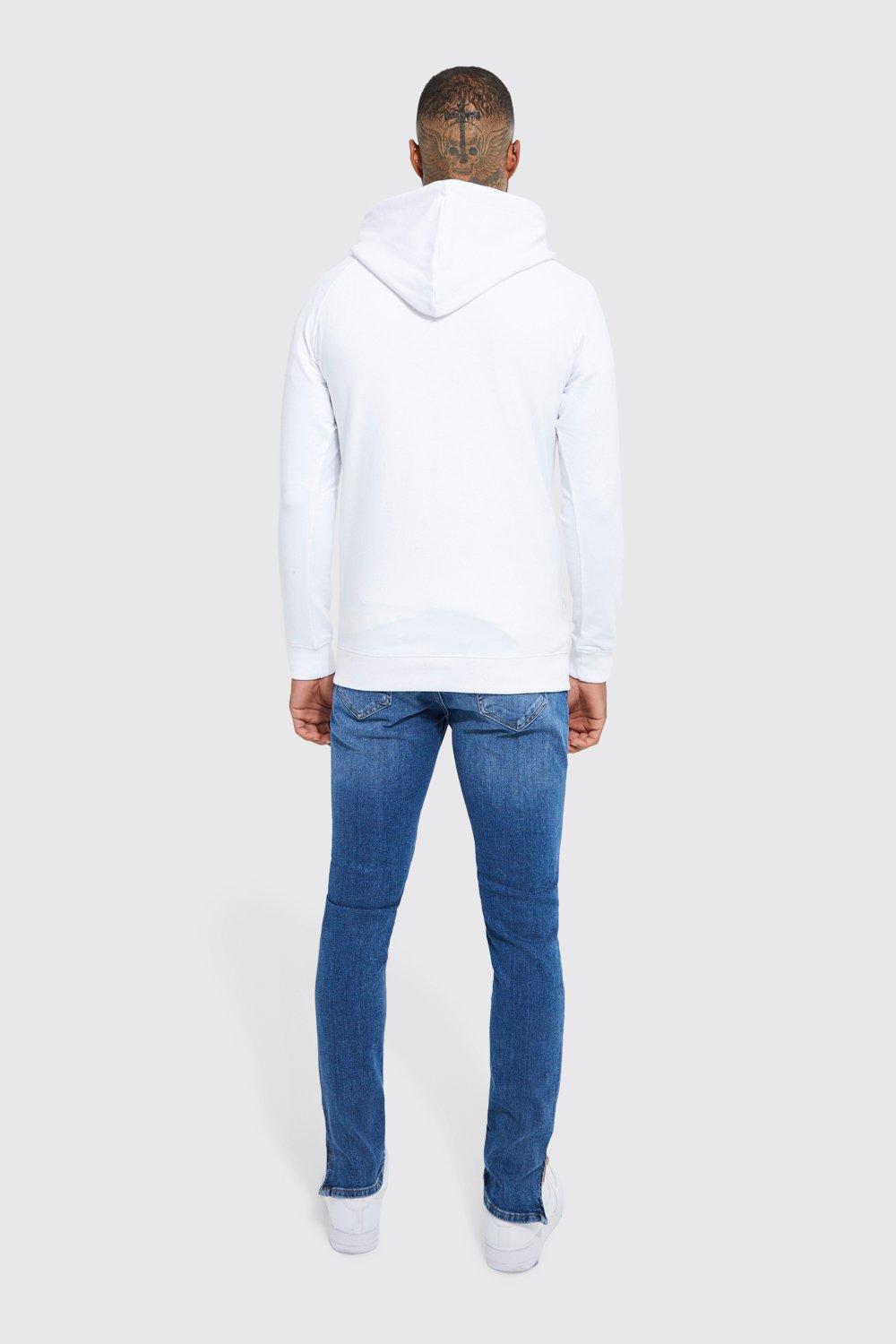 White muscle fit hoodie sales