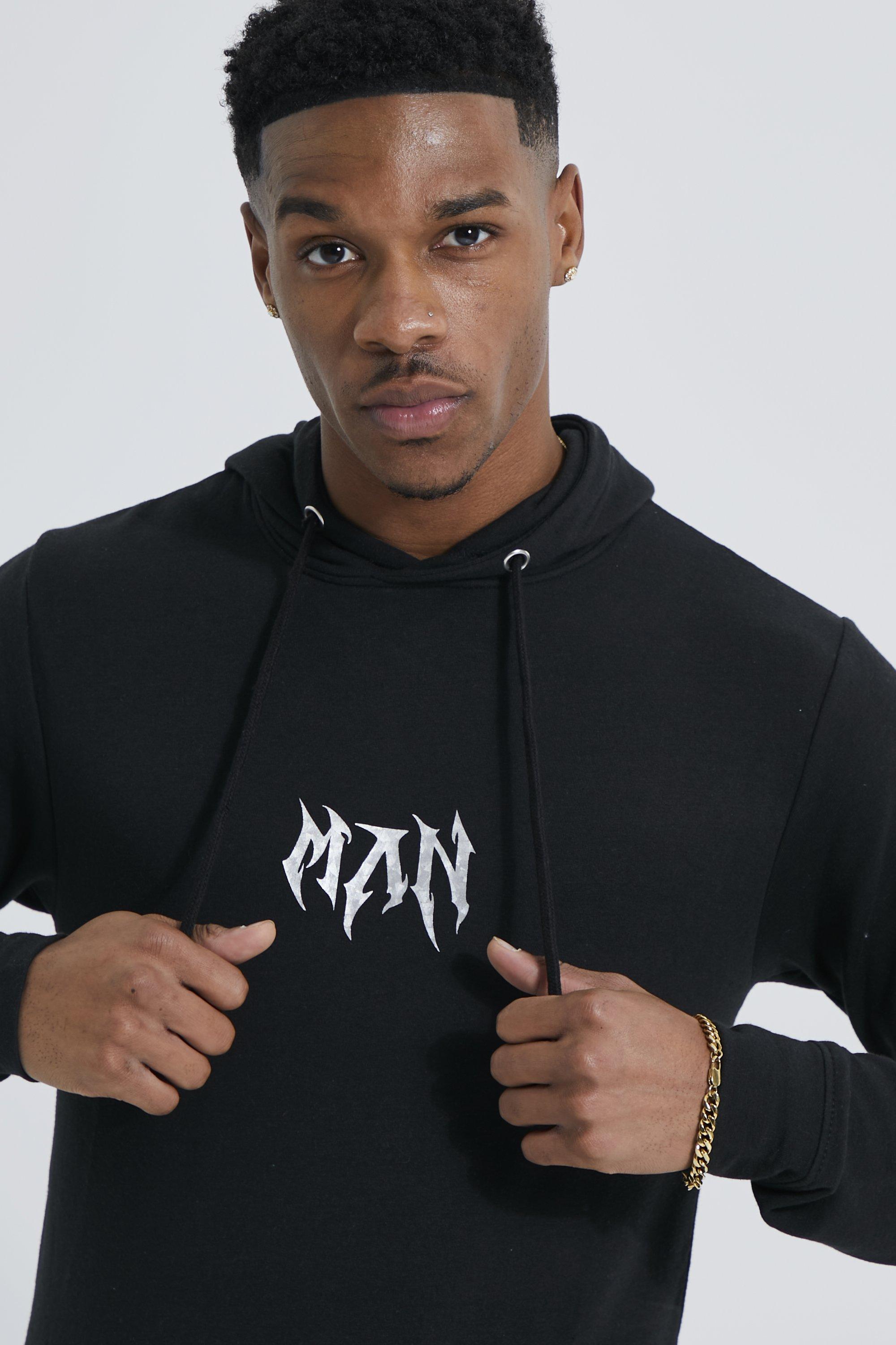 Black muscle cheap fit hoodie