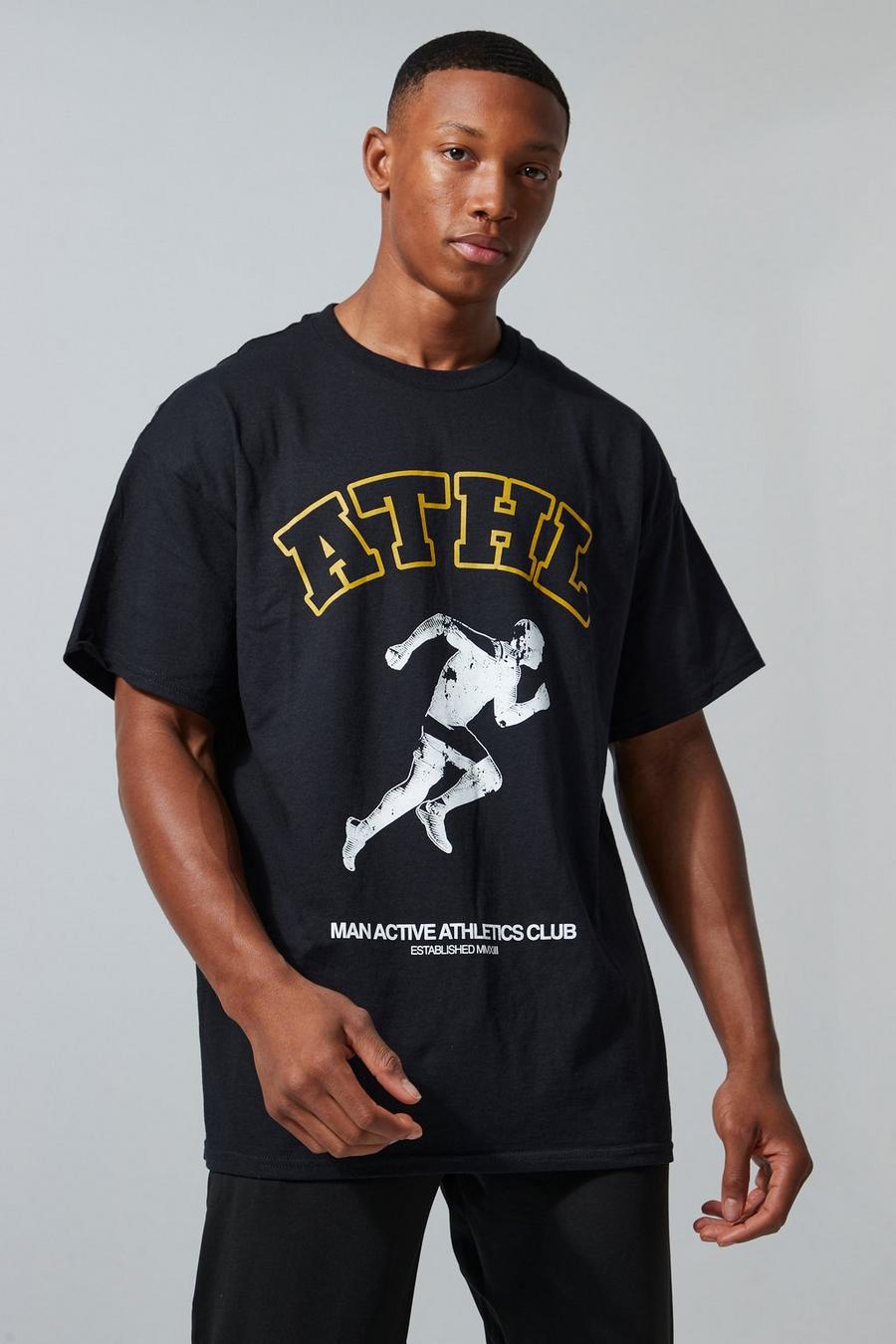 Black Man Active Oversized Athletics Club T-shirt image number 1