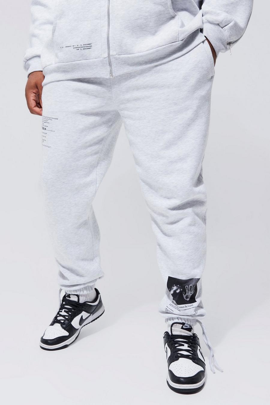 Pantalón deportivo Plus con detalle de refuerzos y estampado gráfico, Ash grey
