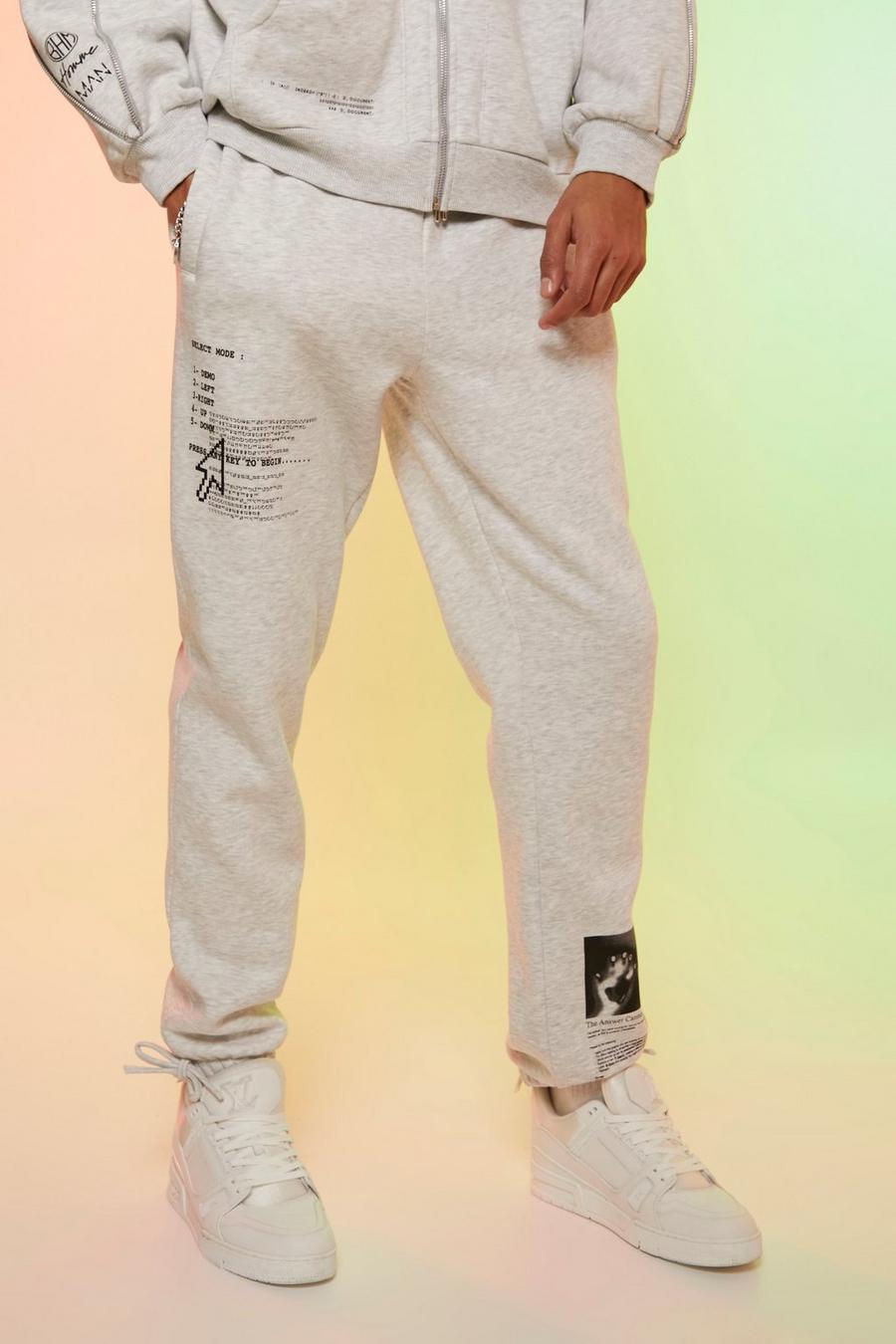 Ash grey Tall Heat Graphic Gusset Detail Jogger image number 1