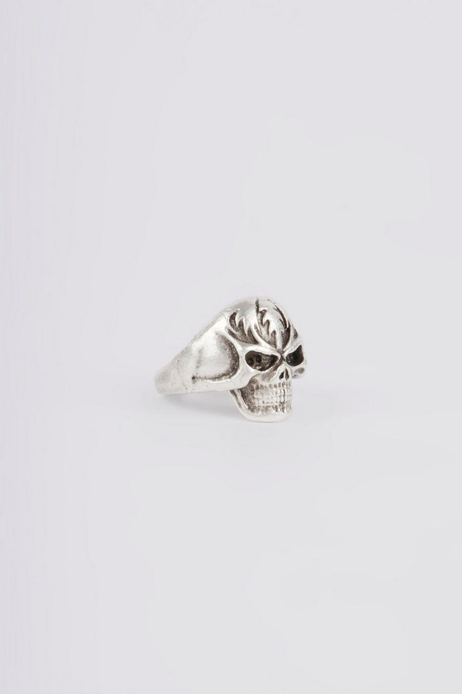 Silver Skull Signet Ring image number 1