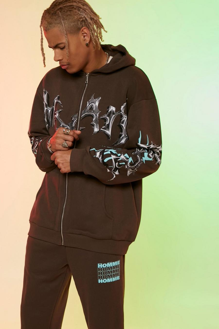 Chocolate Homme Tall Oversized hoodie med dragkedja image number 1