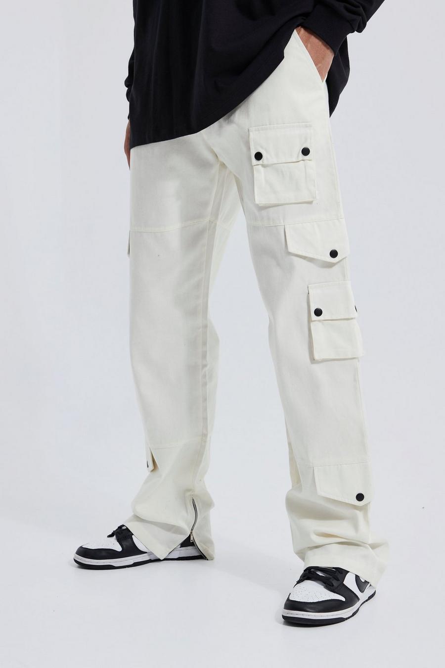 Pantaloni Cargo Tall rilassati con vita elasticizzata, Ecru bianco image number 1
