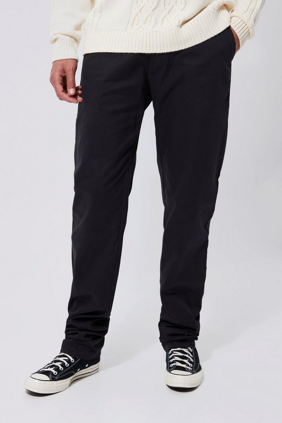 Black Tall Straight Stacked Leg Twill Trouser image number 1