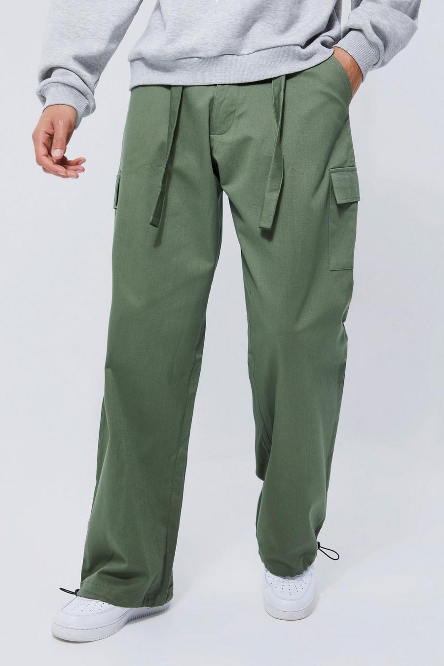 Khaki Tall Wide Leg Belt Cargo Trouser image number 1