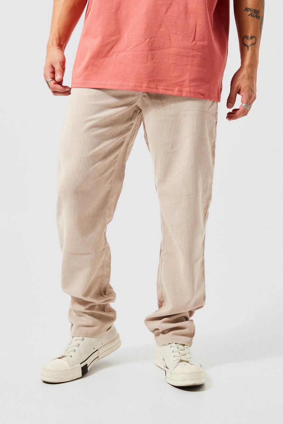 Stone beis Relaxed Fit Cord Trouser