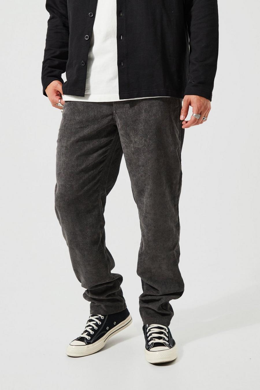 Charcoal gris Relaxed Fit Cord Trouser