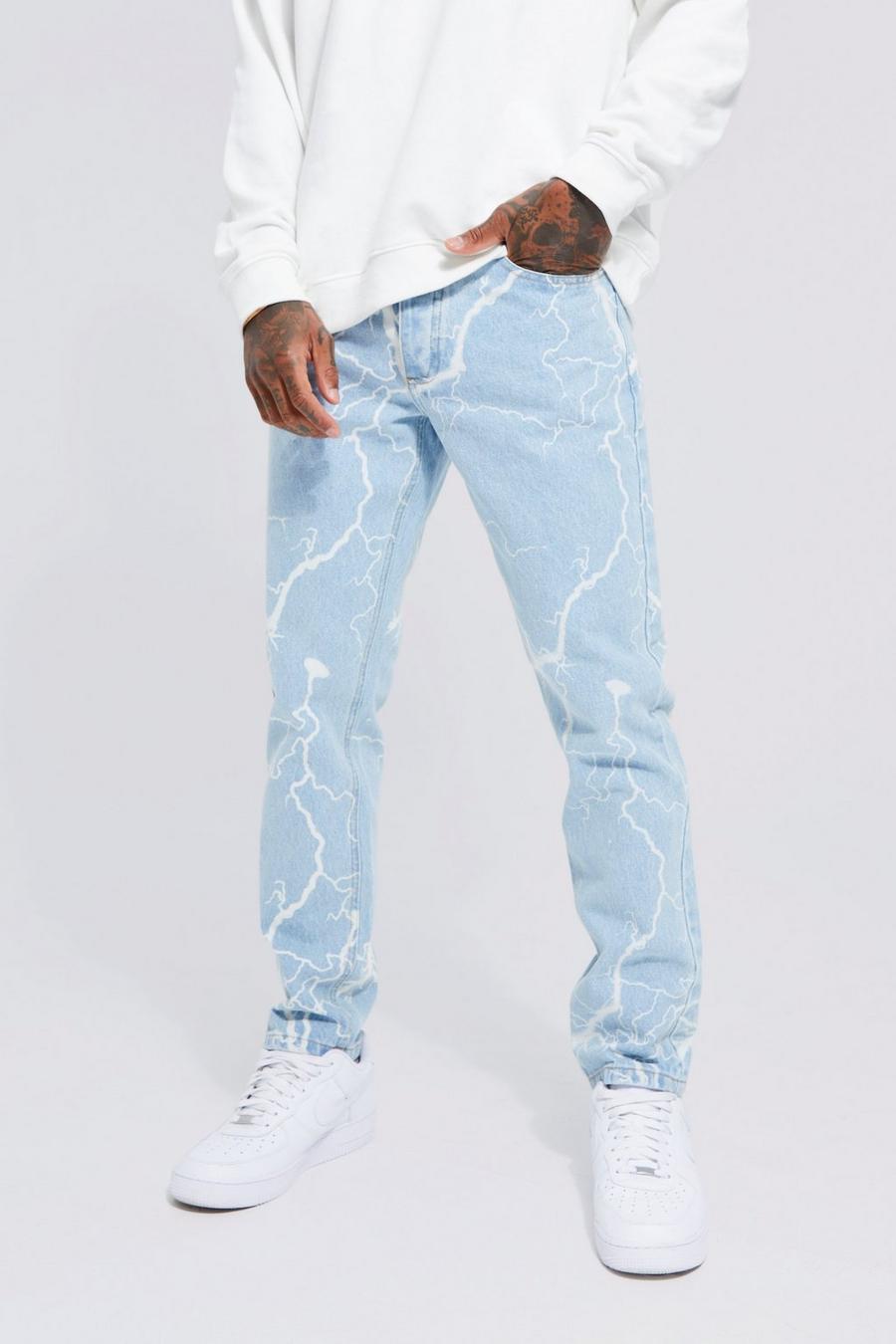 Light blue Mönstrade jeans i slim fit image number 1
