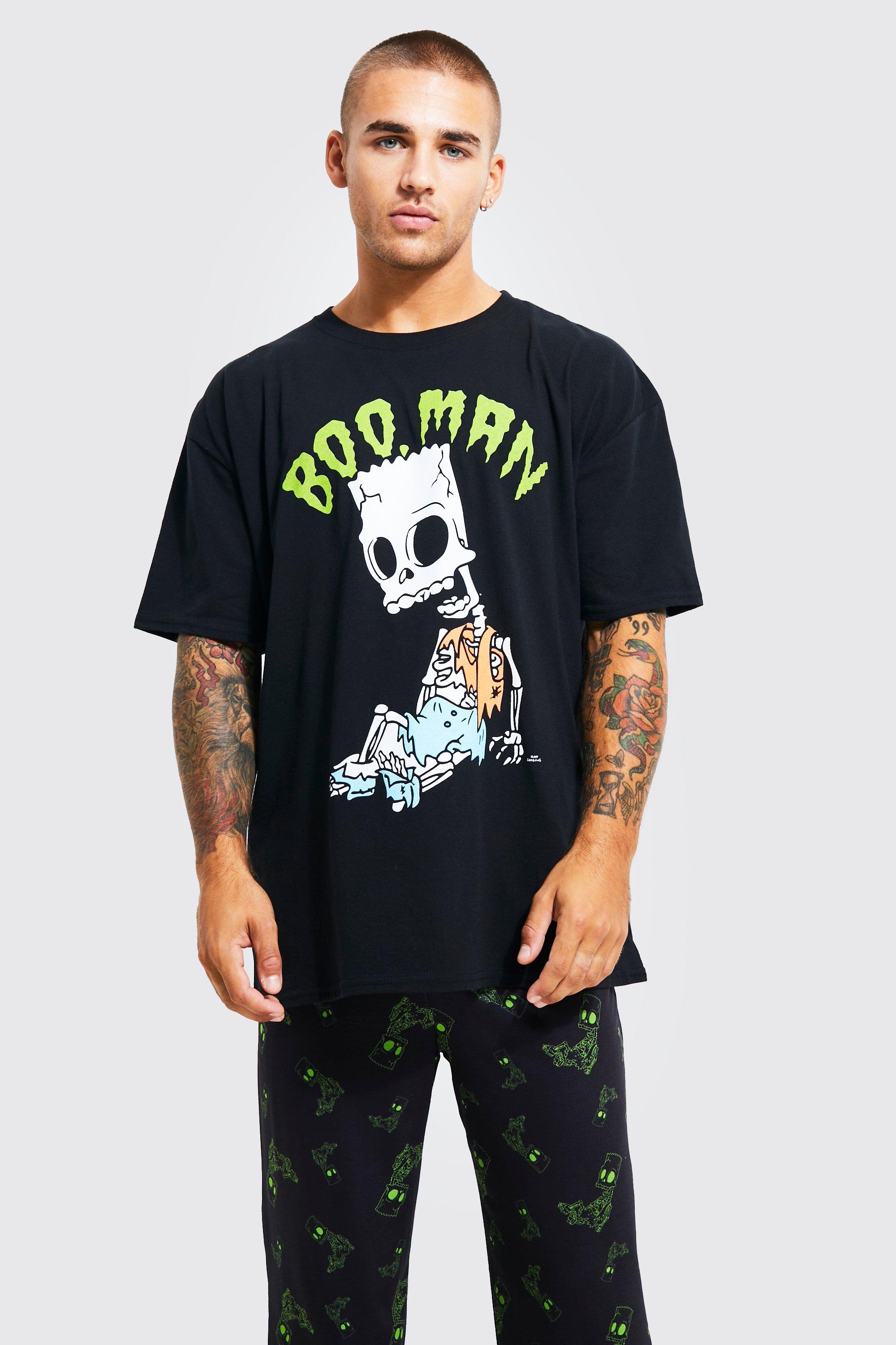 Men s Bart Simpson License Loungewear Set Boohoo UK