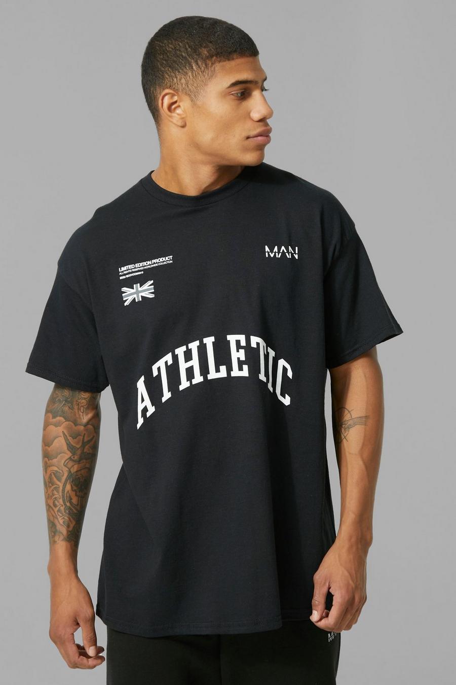 T-shirt de sport oversize à slogan - MAN Active, Black image number 1