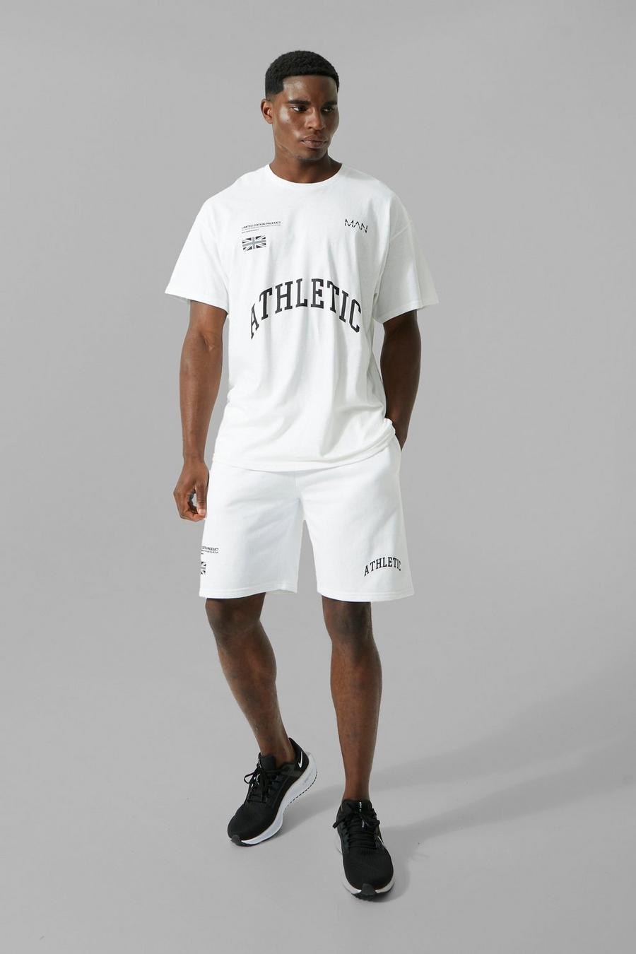 Man Active Oversize Athletic Shorts-Set, White image number 1