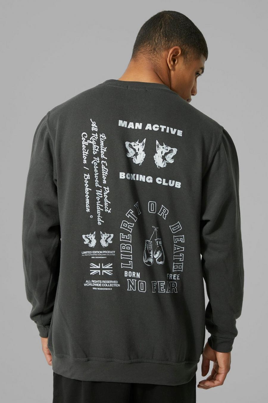 Man Active Oversize Sweatshirt, Charcoal image number 1