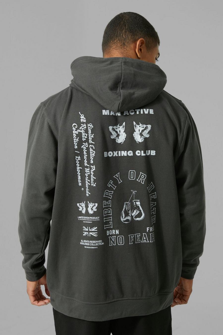 Charcoal Man Active Oversized Boxing Hoodie image number 1