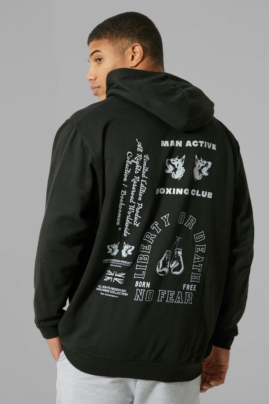 Black Man Active Oversized Boxing Hoodie image number 1