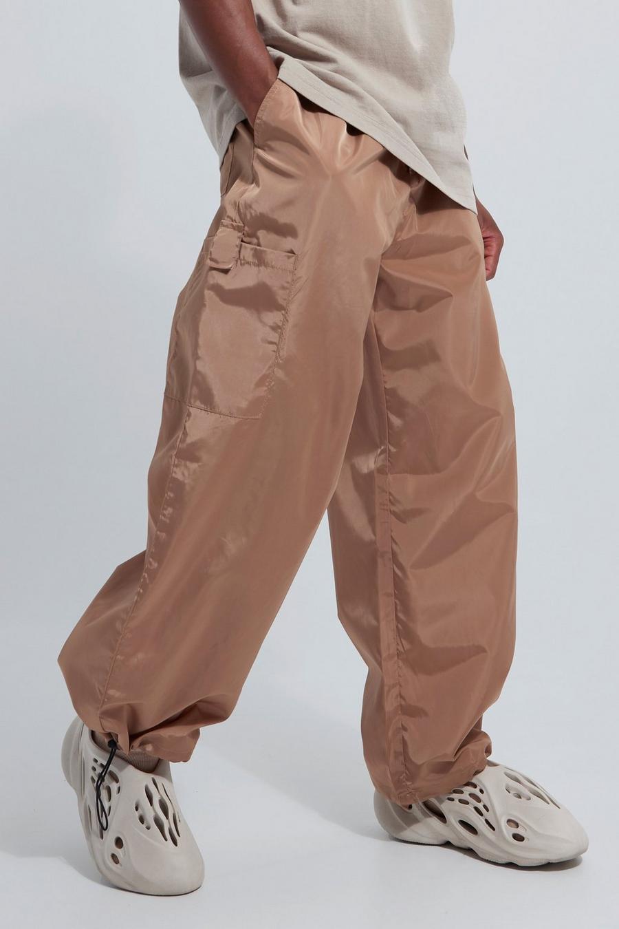 Stone Elastic Waist Wide Fit Shell Parachute Trouser image number 1