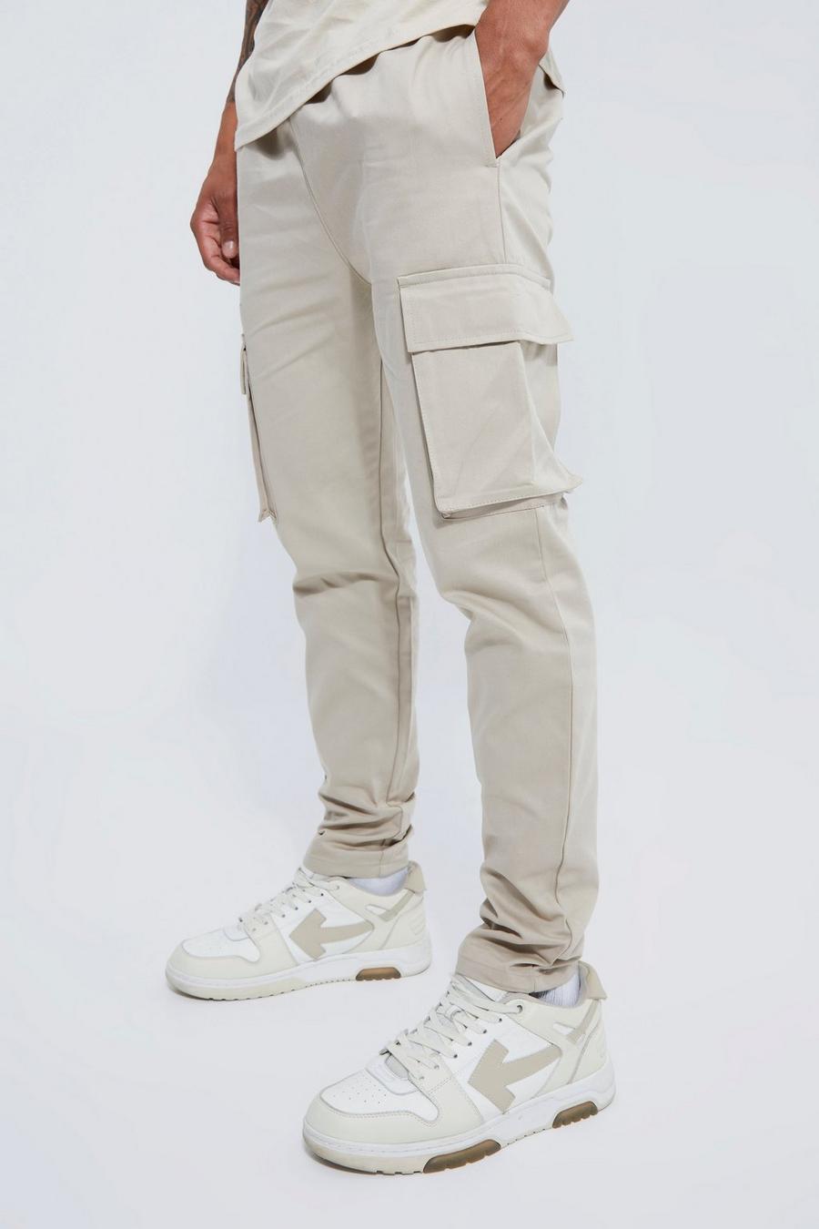 Stone Elastic Waist Skinny Fit Cargo Trouser image number 1