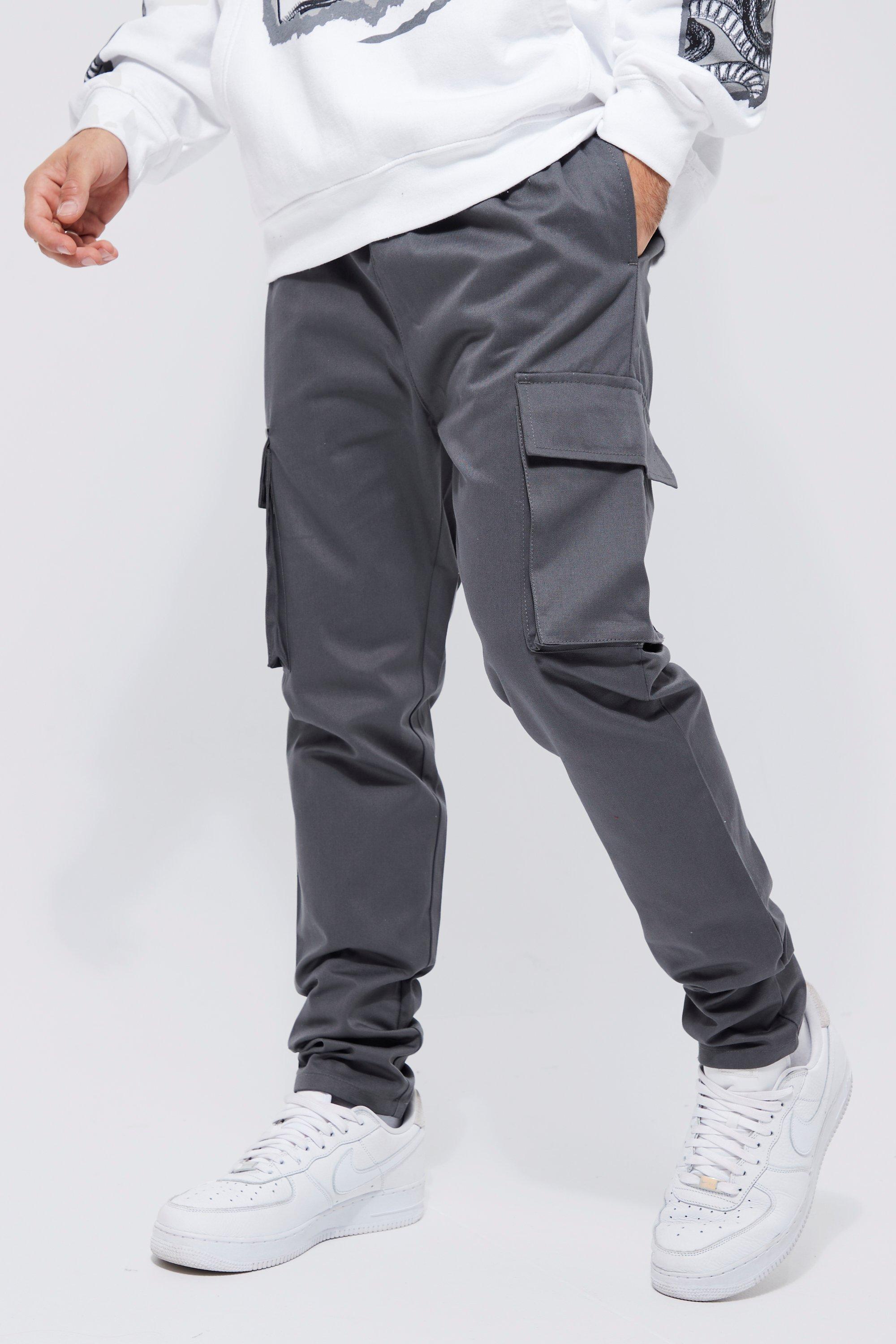 ASOS DESIGN masculine suit pants with elastic waist in charcoal