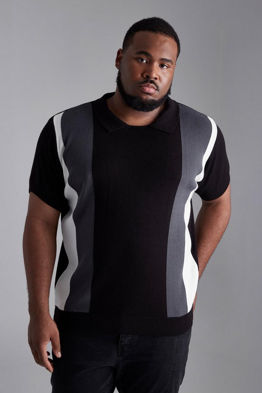 Black Plus Central Colour Block Knitted T-shirt image number 1