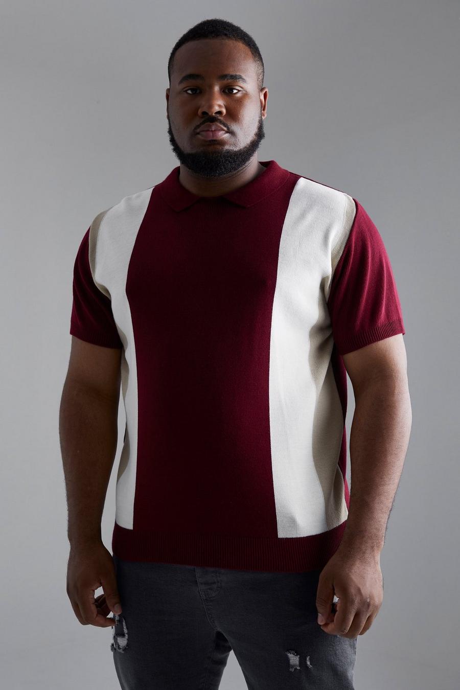 Wine Plus Central Colour Block Knitted T-shirt image number 1