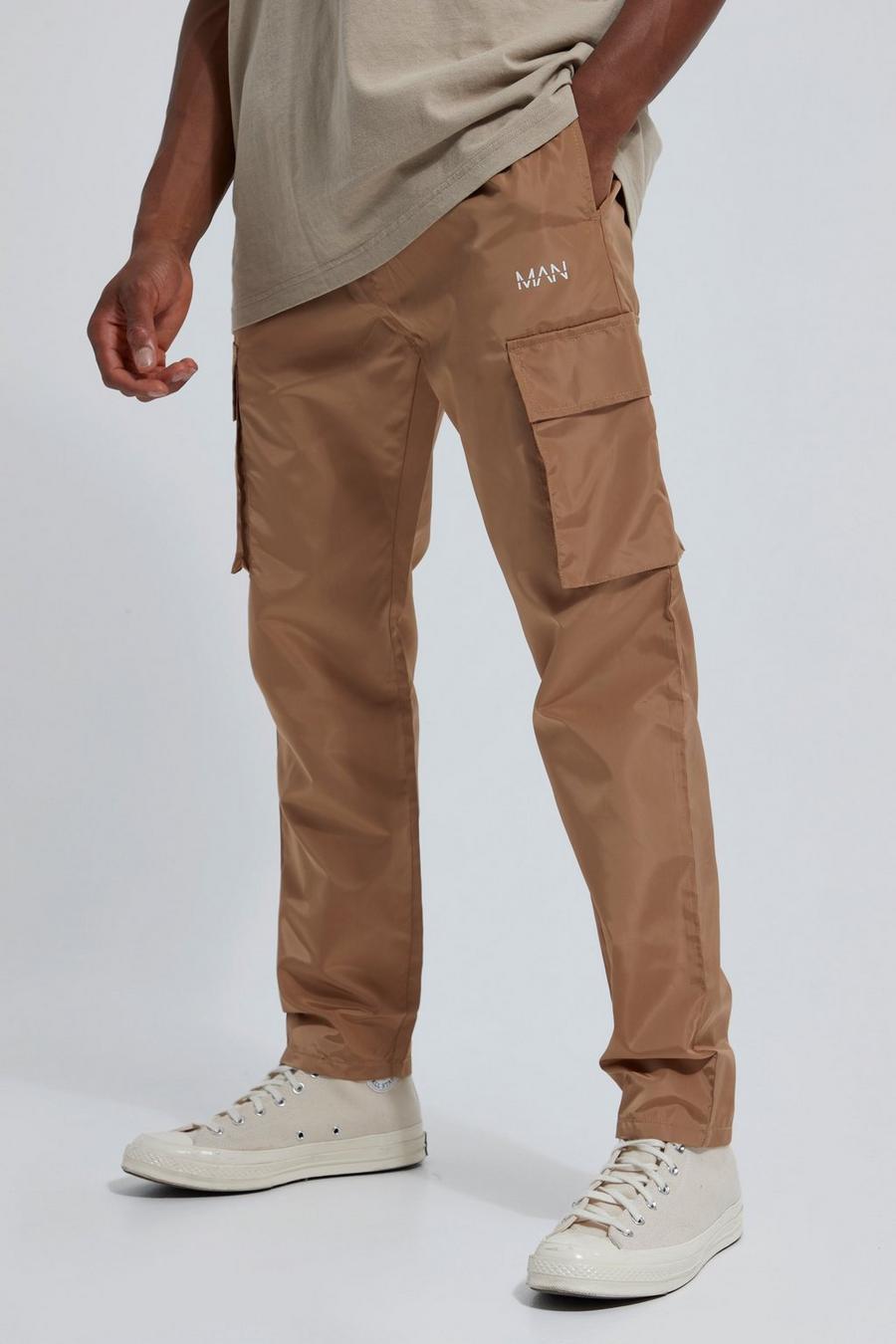 Pantaloni Cargo Skinny Fit in Shell, Stone beis