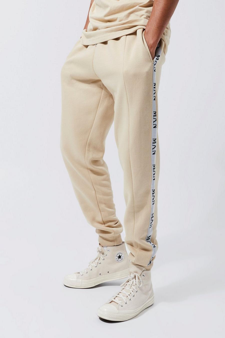 Taupe Tall Roman Man Seam Detail Tape Joggers image number 1