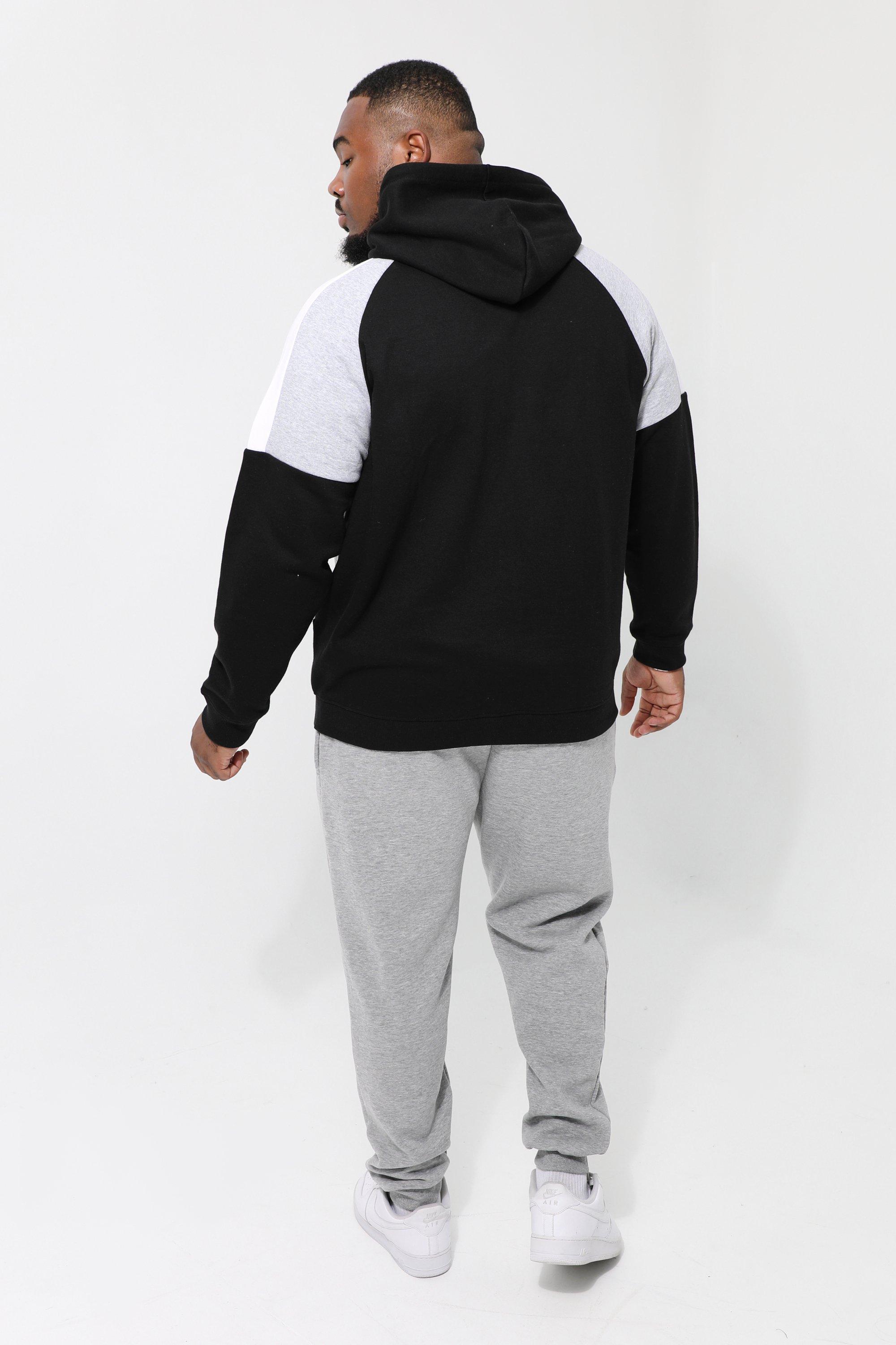 Plus Roman Man Colour Block Zip Through Hoodie boohoo NZ