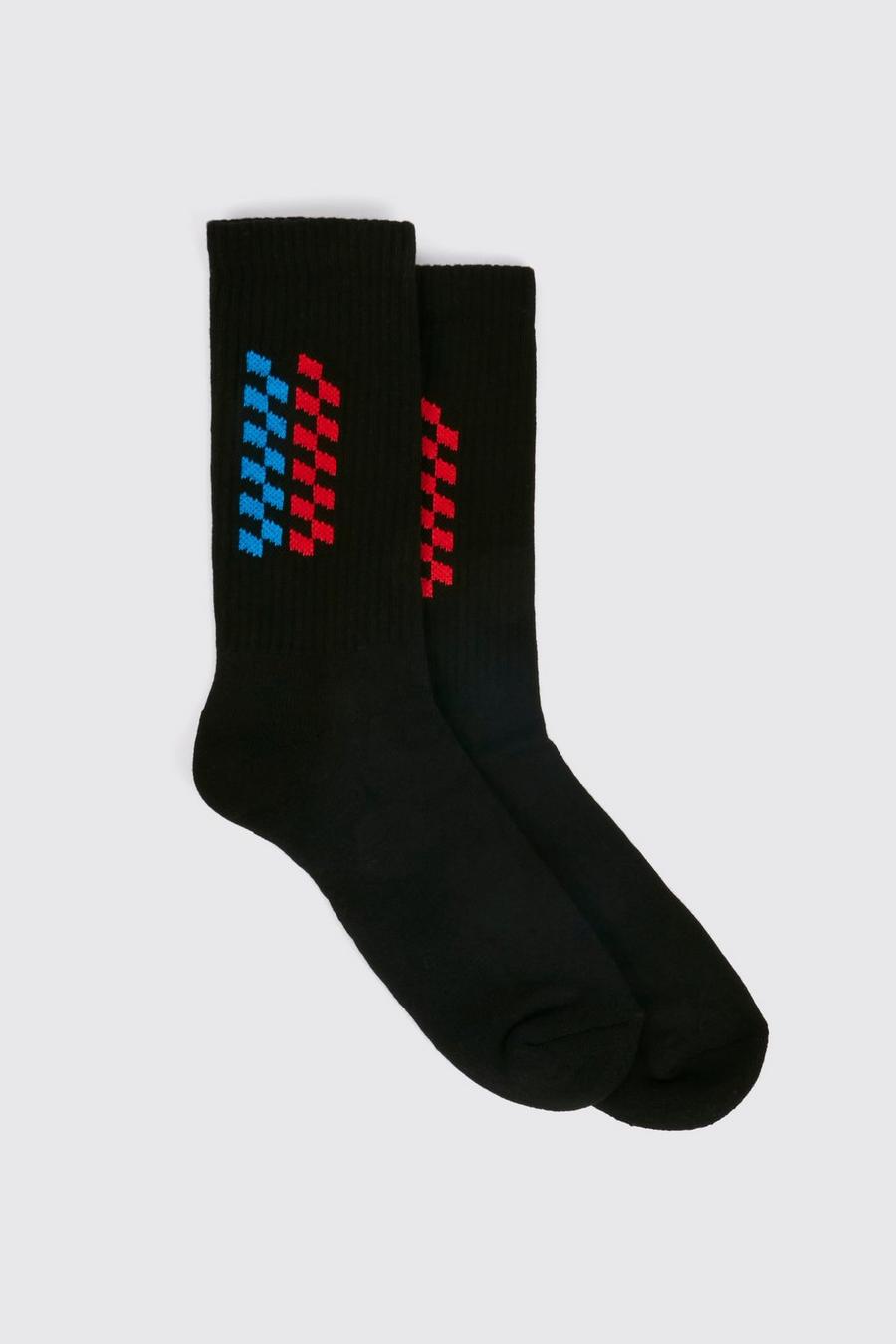 Black svart Embroidered Racing Point Sock