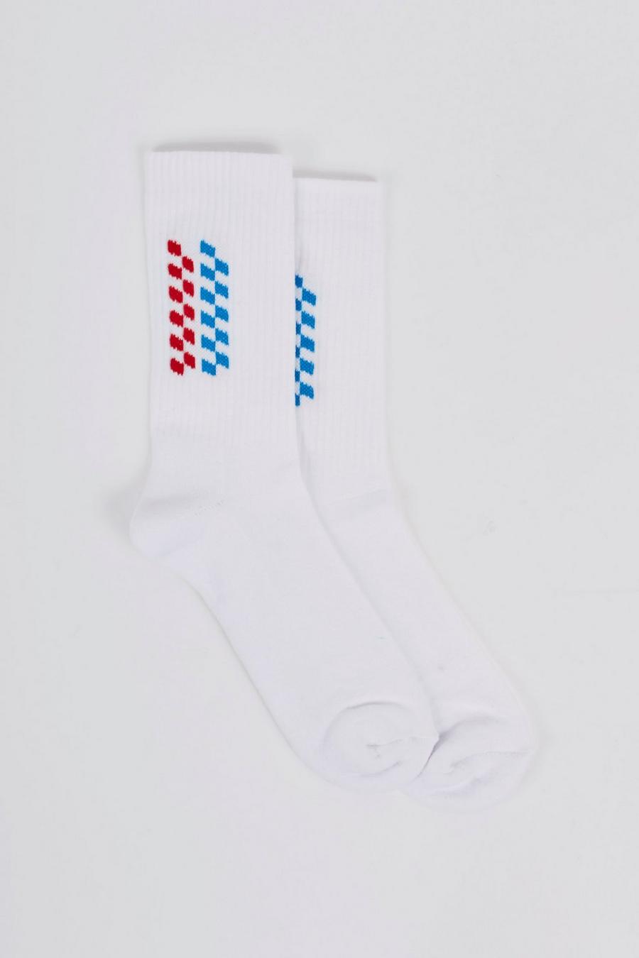 White Embroidered Dash Sport Sock