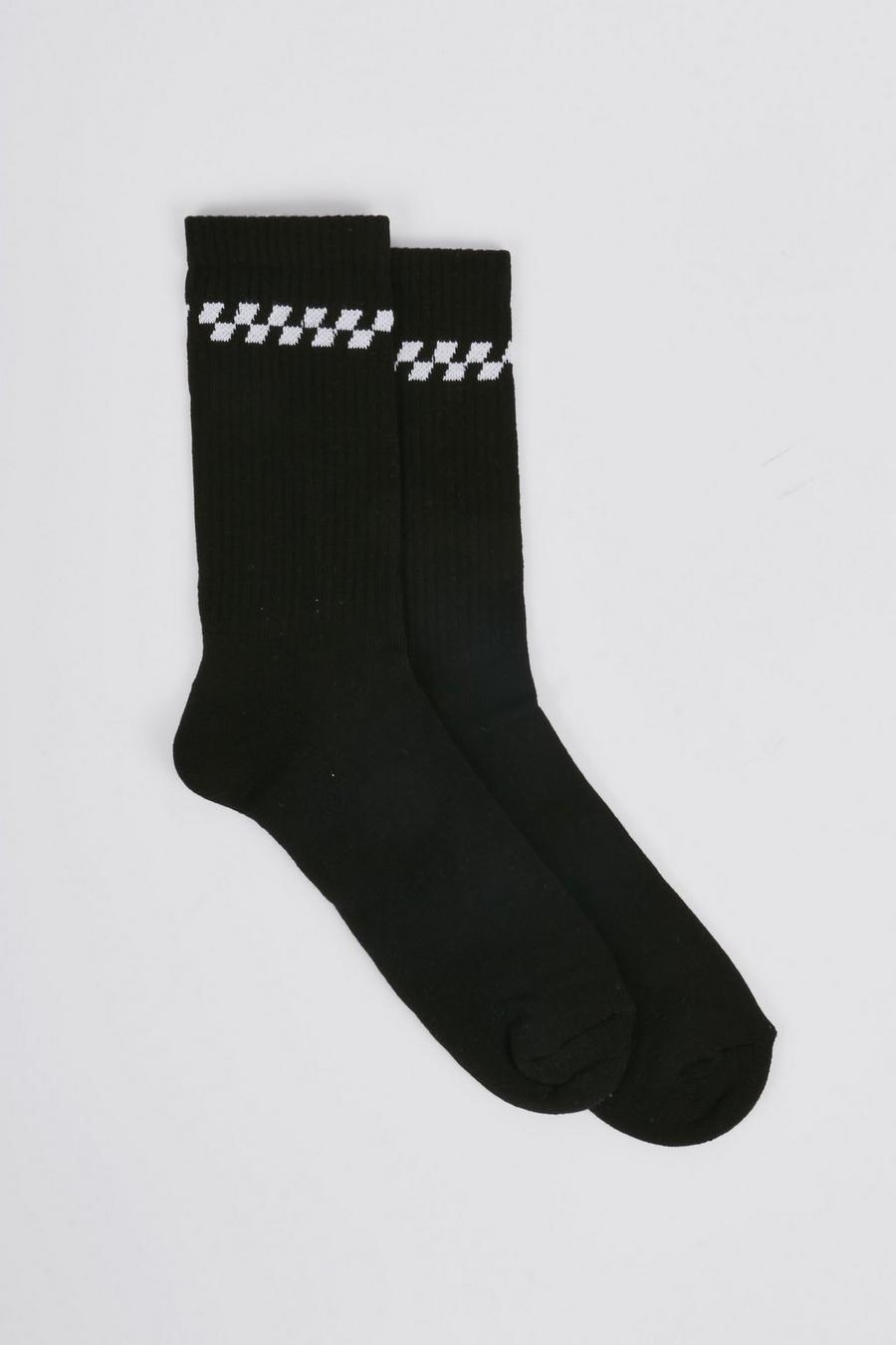 Black noir Jacquard Checked Print Sock image number 1
