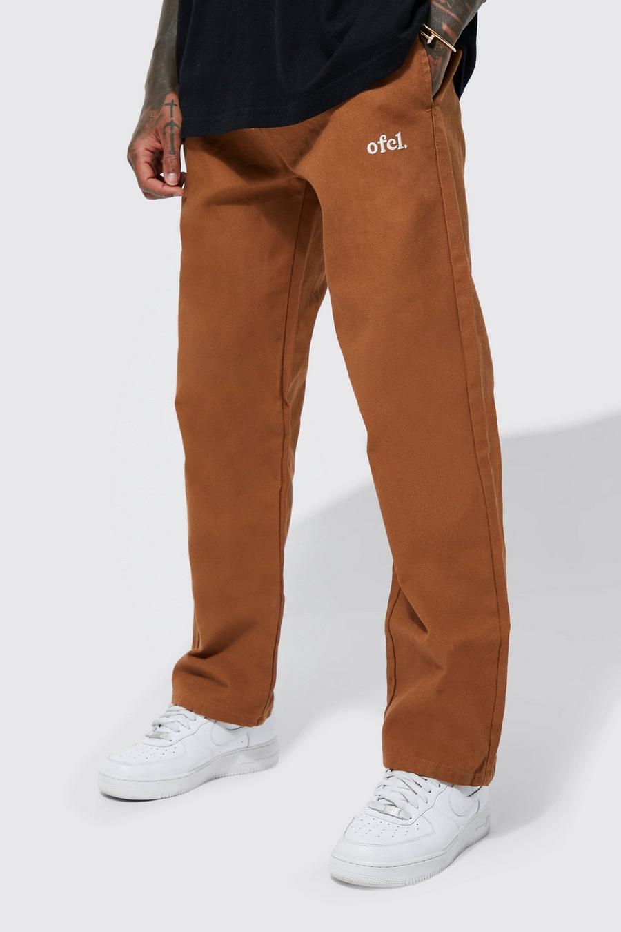 Chocolate brown Elastic Waist Straight Fit OFCL Trouser