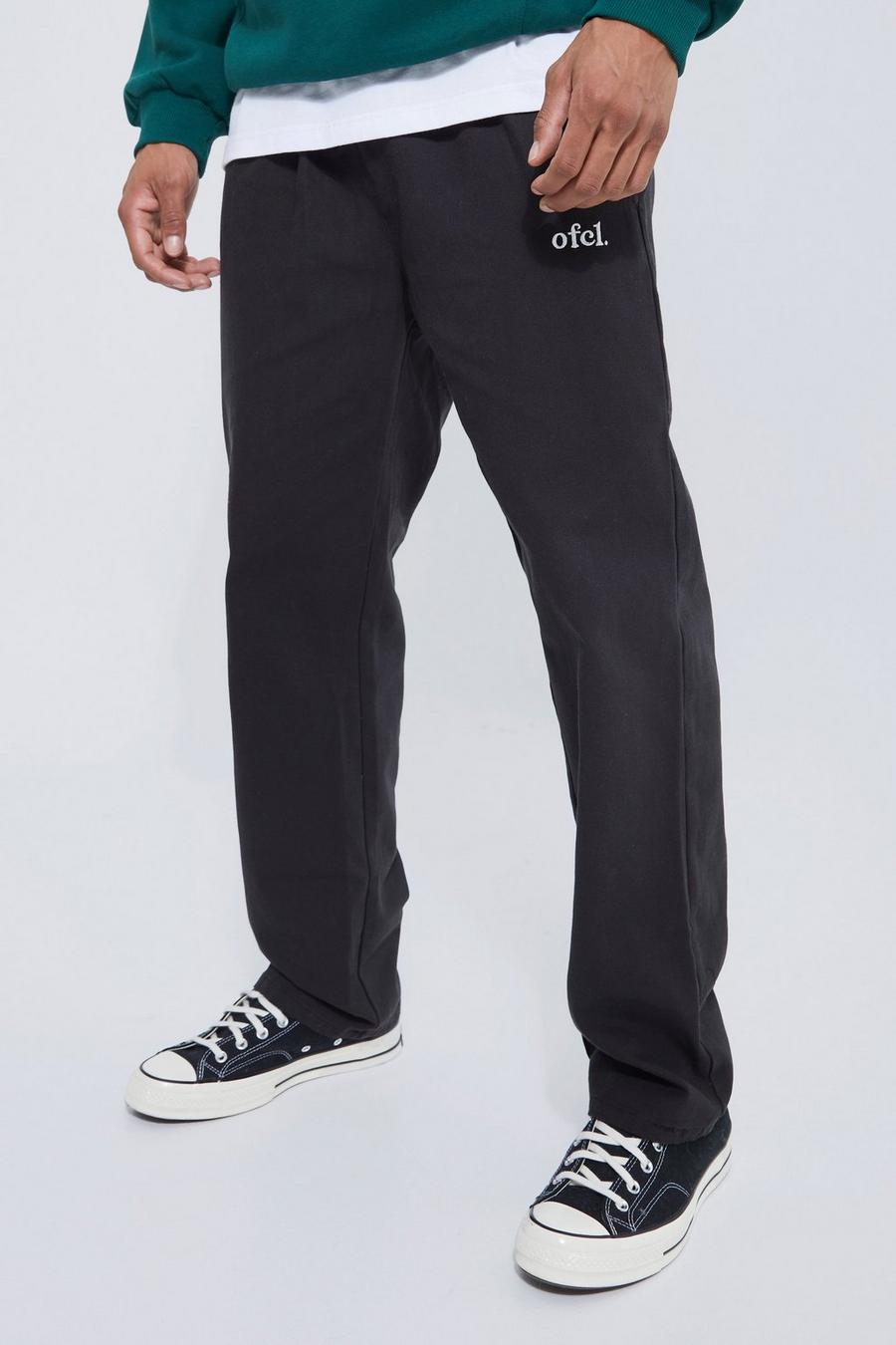 Black Elastic Waist Straight Fit OFCL Trouser image number 1