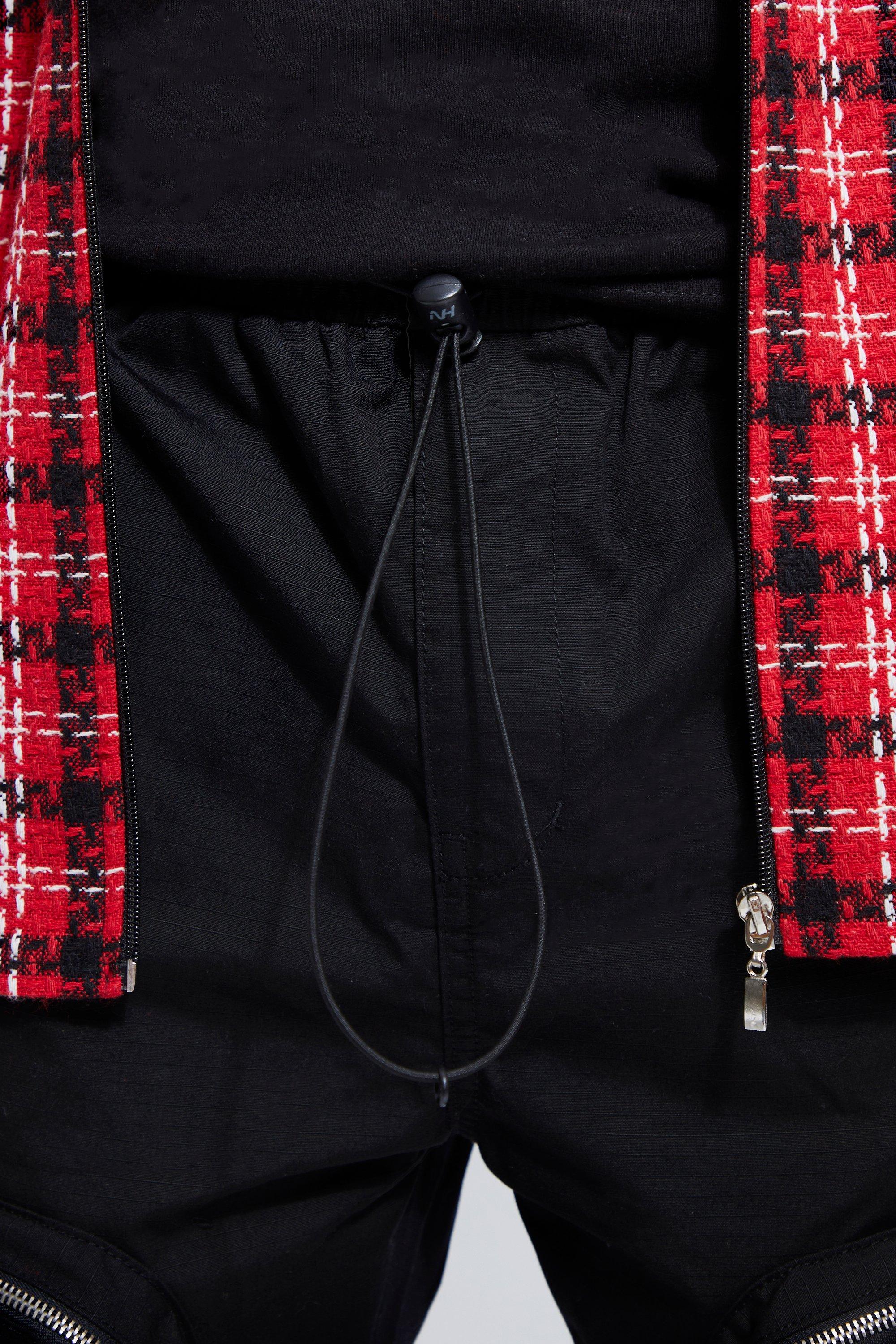 Plaid skinny best sale zip track pants