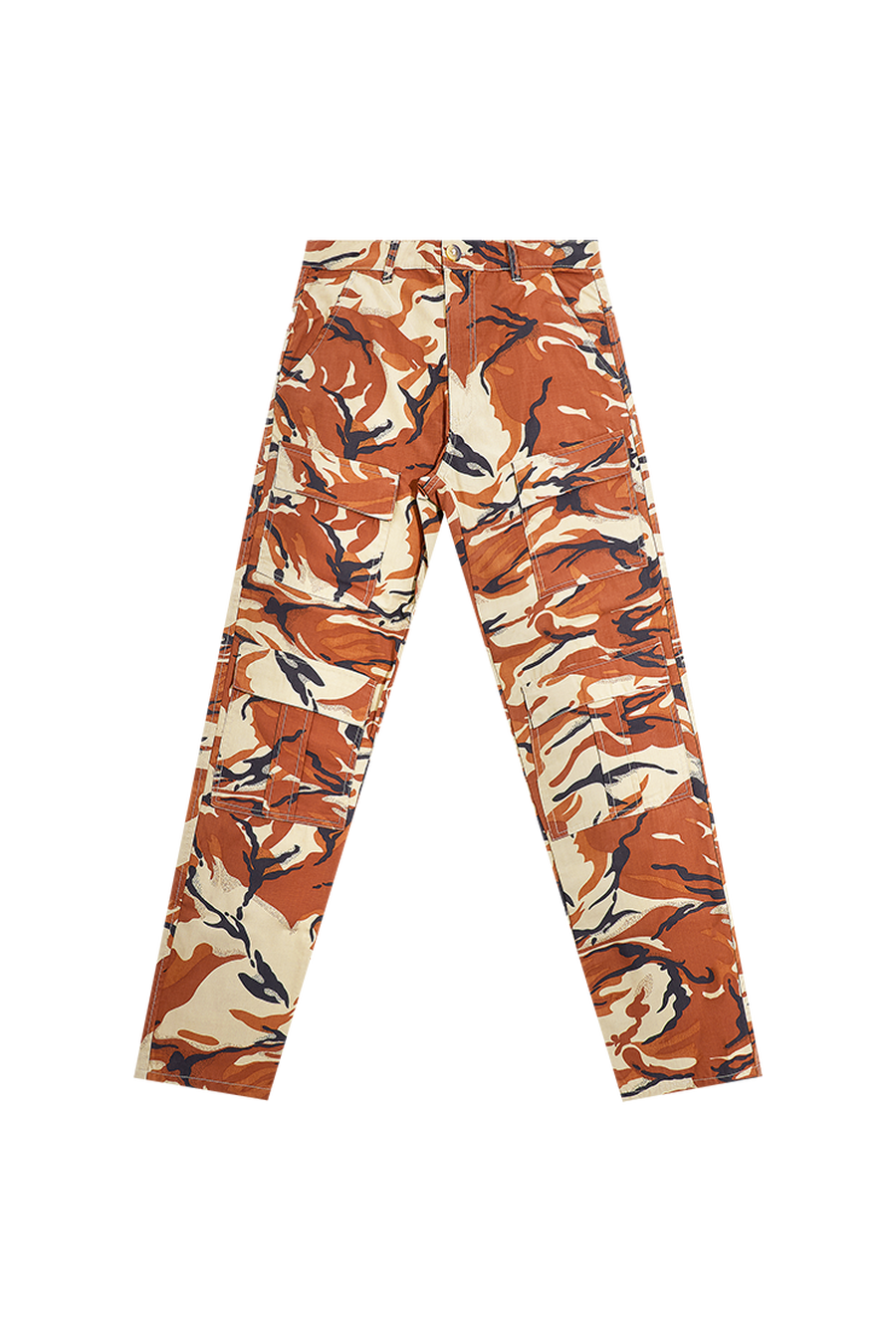 Rust Fixed Waist Straight Camo Stacked Cargo image number 1