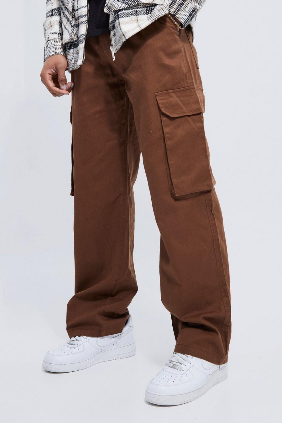 Pantalon cargo oversize, Chocolate marron