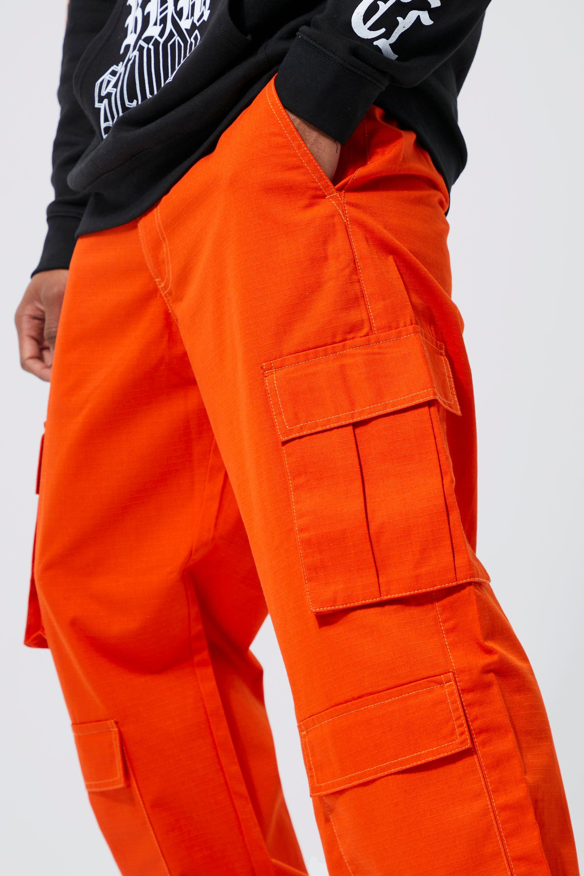 Pantalon cargo homme orange new arrivals