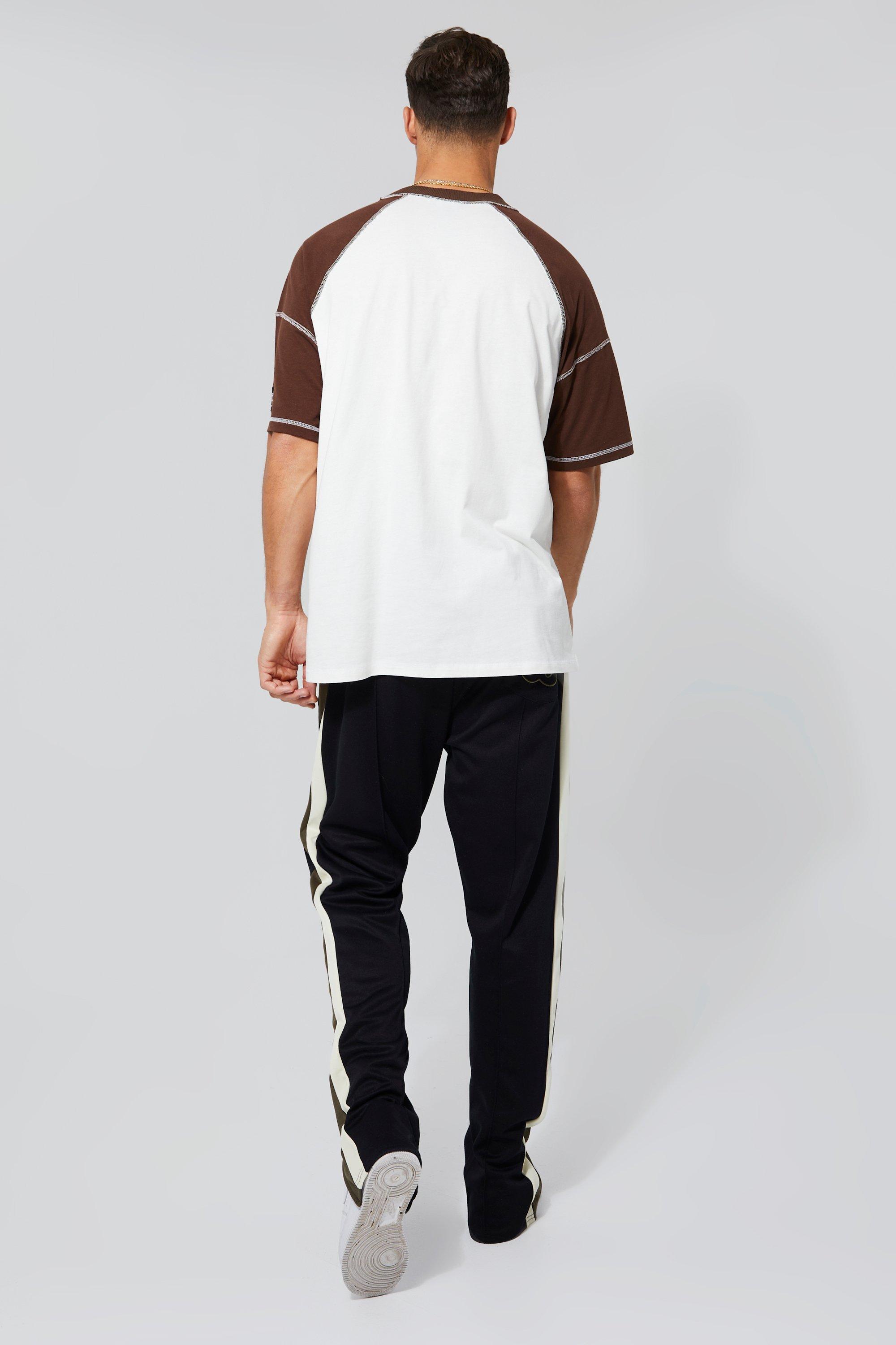 boohooMAN Men's Tall Split Hem Varsity Jogger