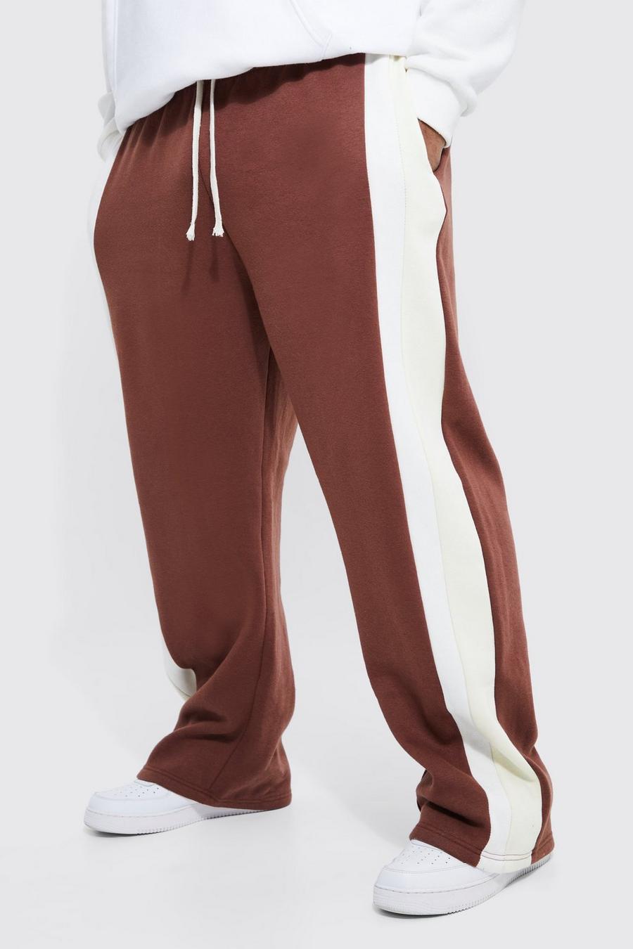 Pantalón deportivo Plus holgado con cinta lateral Design y cordón elástico, Chocolate marrone