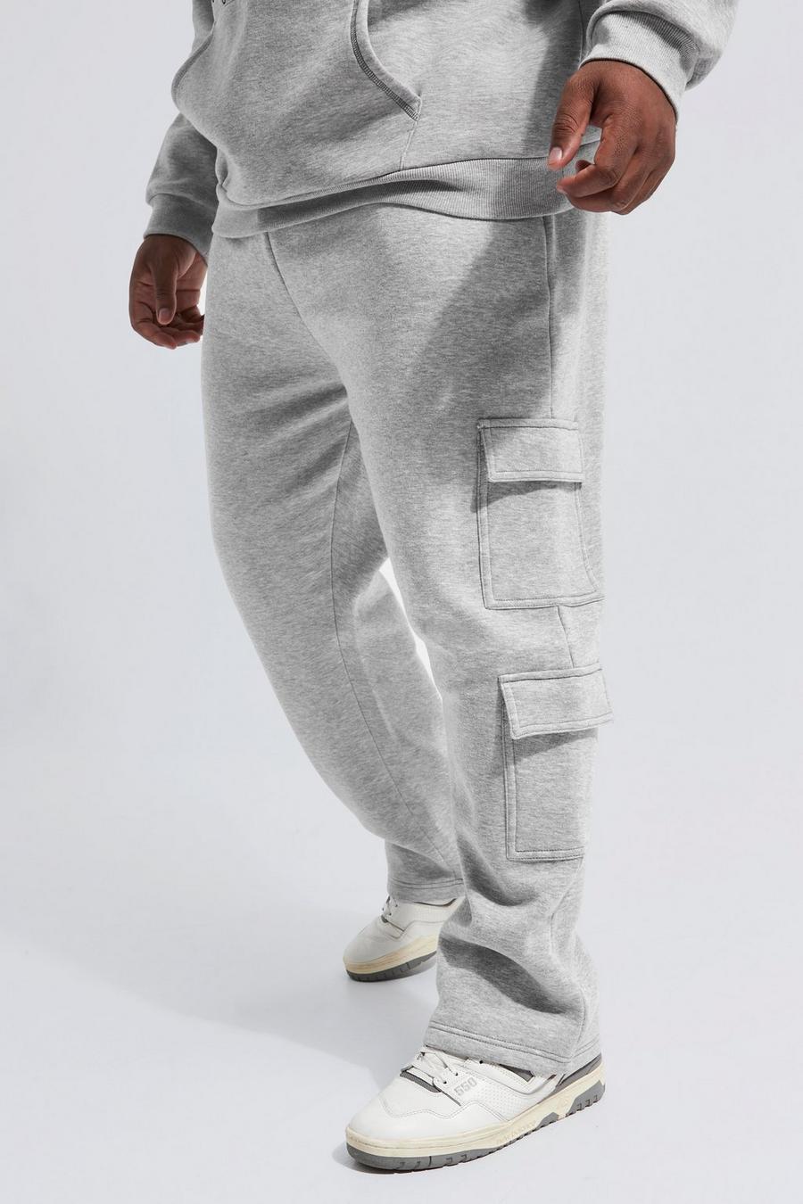 Pantalón deportivo Plus recto cargo con costuras, Grey marl image number 1