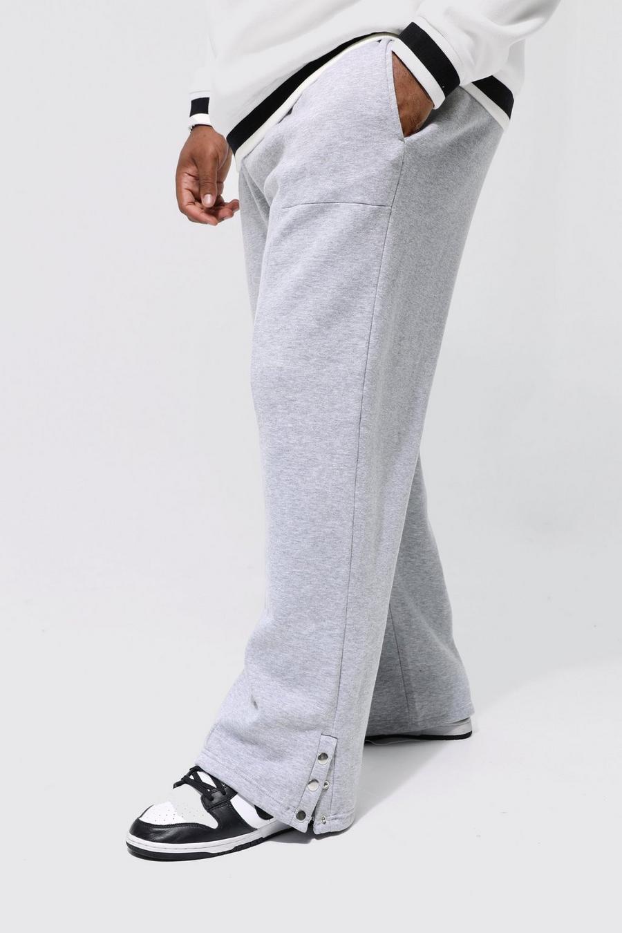 Pantalón deportivo Plus holgado con botones de presión en el bajo y remiendos, Grey marl gris